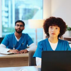 Healthcare,,Doctors,And,Woman,With,Laptop,,Education,Or,Knowledge,Of